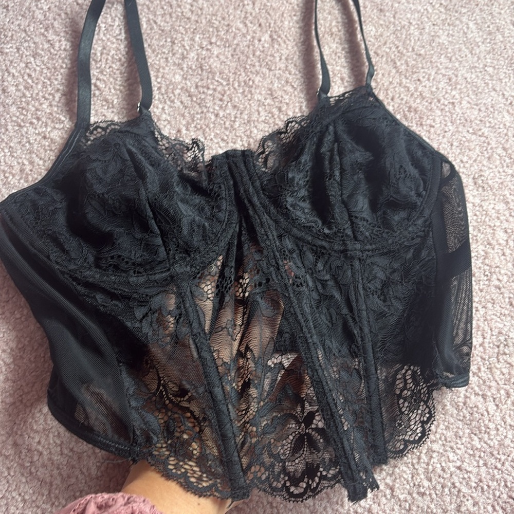 Black Lace Corset Bustier Top Size Large SHEIN - Picture 3 of 7